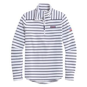 Vineyard Vines brushed terry Americana White & Navy Striped shep shirt